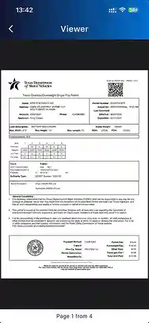 Omni Star permit document displayed on a mobile phone
